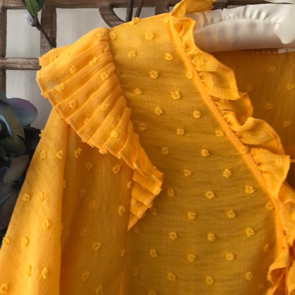 Anthropology yellow frilly blouse - Picture 7 of 11